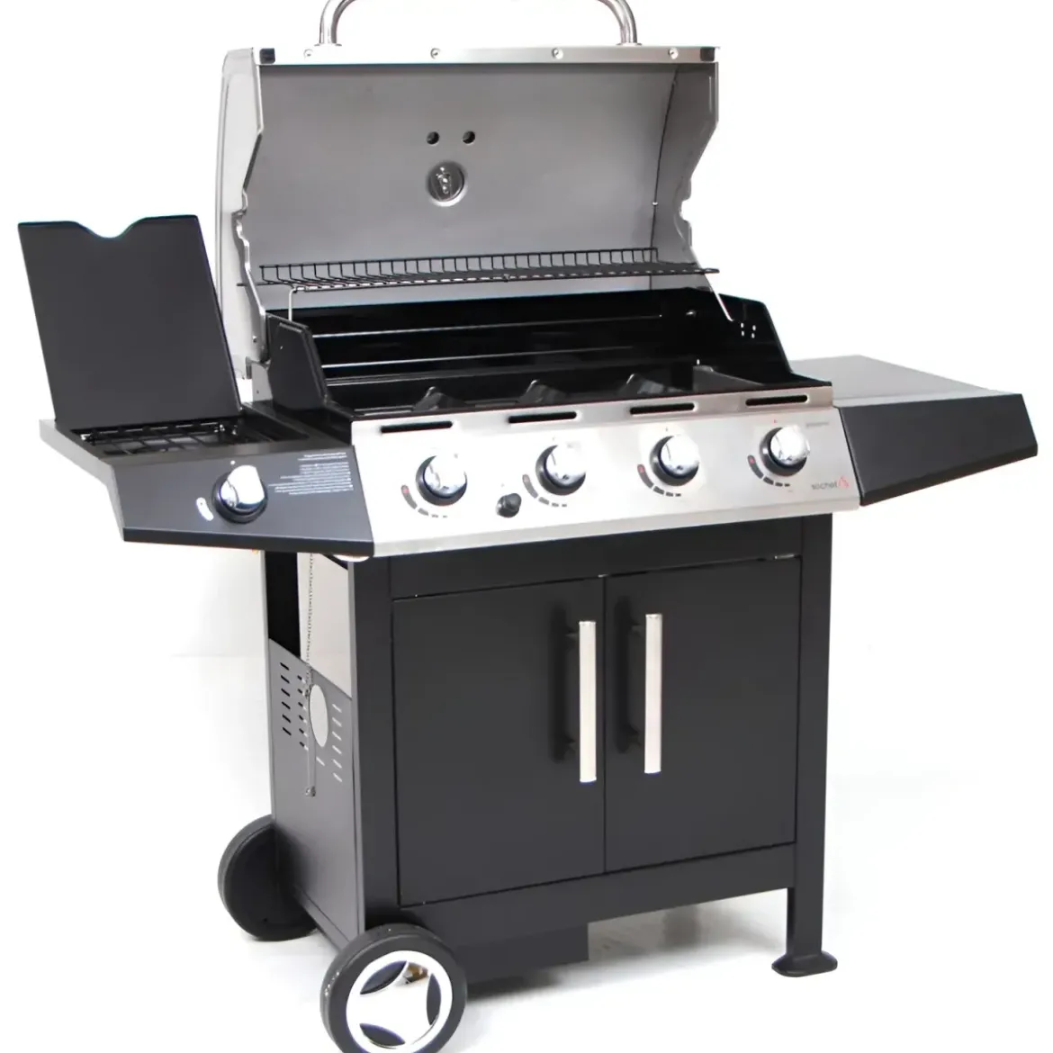 Barbecue a Gas con 4 bruciatori Inox e Fornello Laterale - Cottura Pietra Lavica