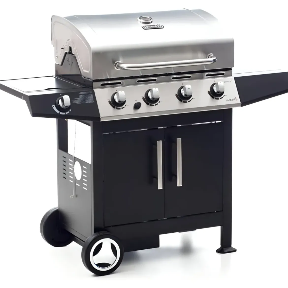 Barbecue a Gas con 4 bruciatori Inox e Fornello Laterale - Cottura Pietra Lavica