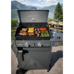 Barbecue a Gas con doppia Griglia di cottura e Forno Laterale