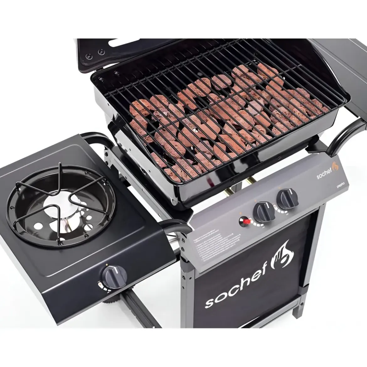 Barbecue a Gas con Pietra Lavica 2 Bruciatori in Acciaio Fornello Griglia BBQ