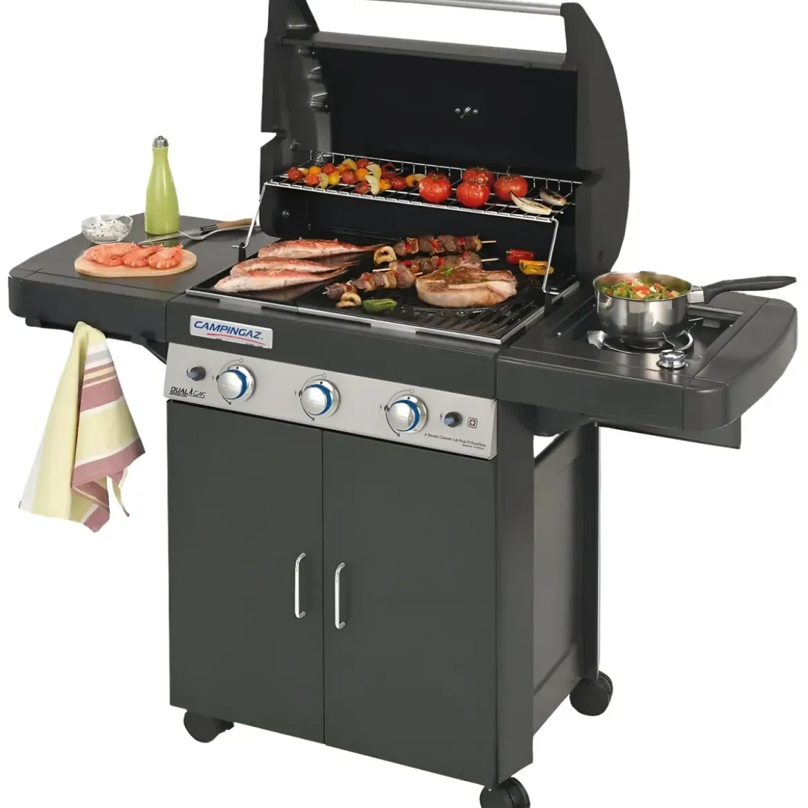Barbecue a Gas con supporto Bombola e bruciatori in Acciaio Inox