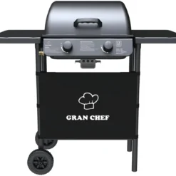 Barbecue a Gas da Esterno 104x49x100H cm a 2 Fuochi Acciaio Nero