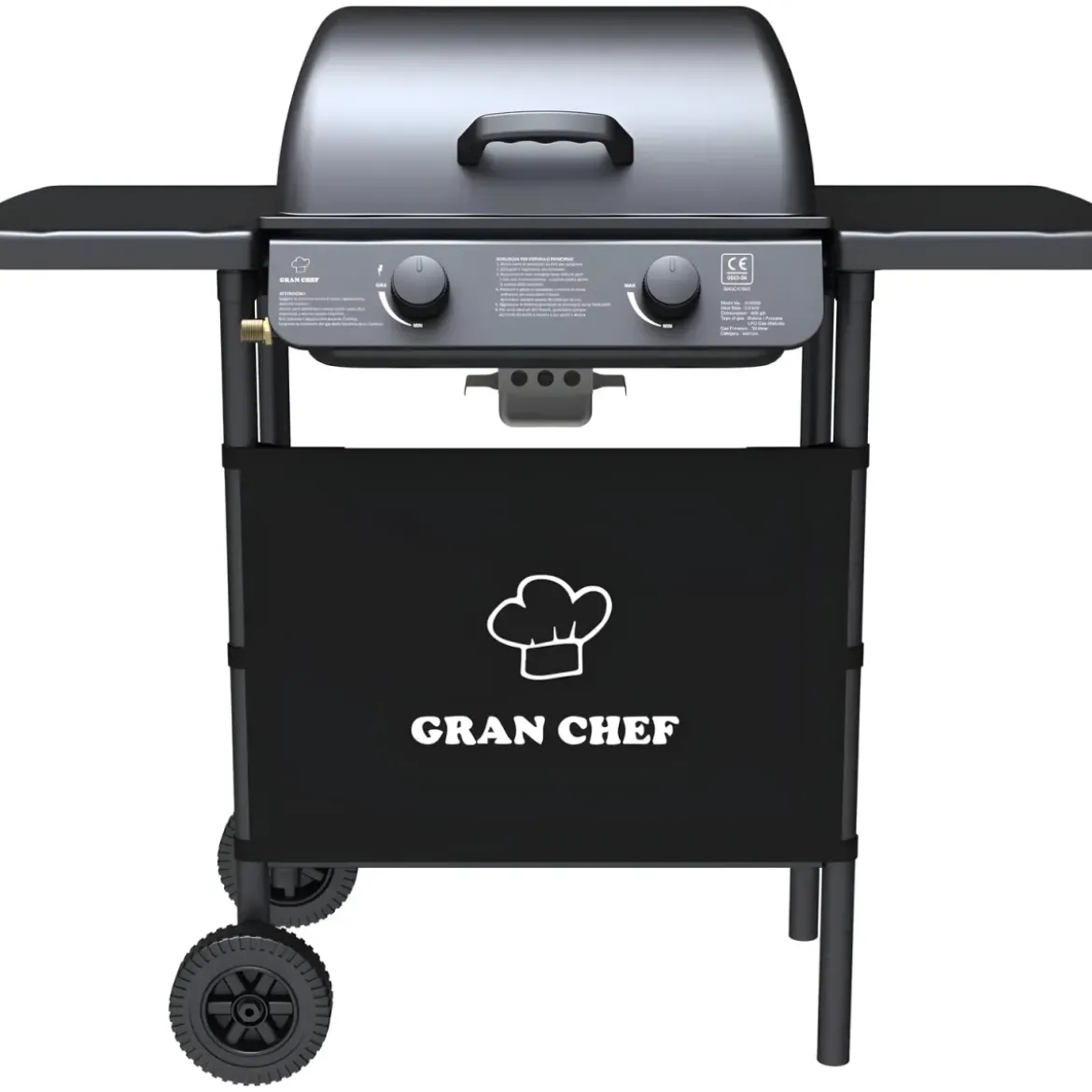 Barbecue a Gas da Esterno 104x49x100H cm a 2 Fuochi Acciaio Nero