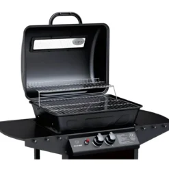 Barbecue a Gas da Esterno 97x51x100H cm a 2 Fuochi in Acciaio Nero