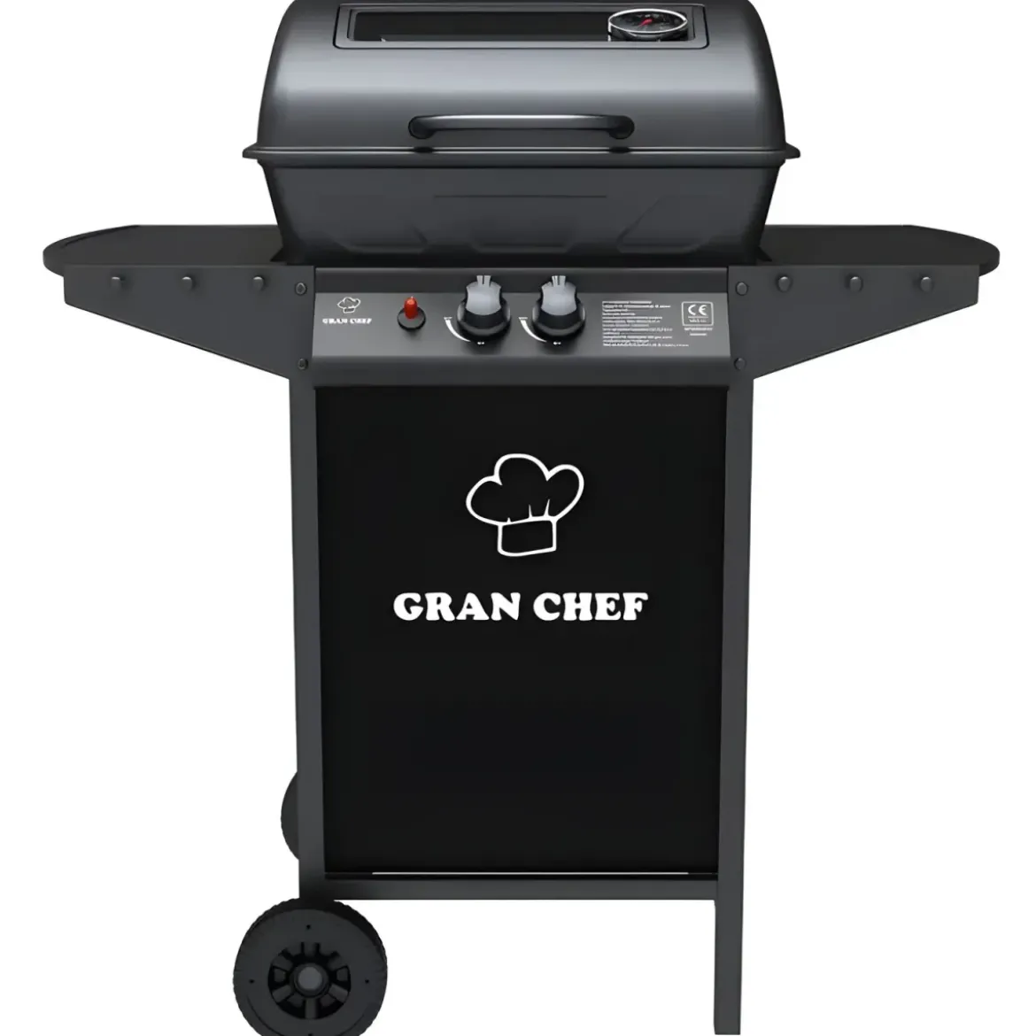 Barbecue a Gas da Esterno 97x51x100H cm a 2 Fuochi in Acciaio Nero