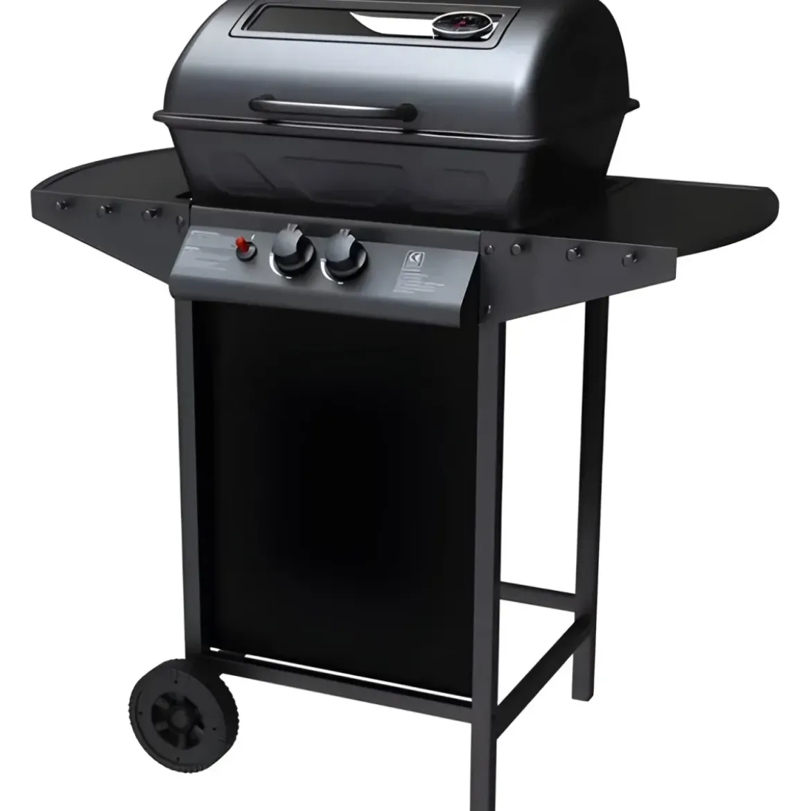 Barbecue a Gas da Esterno 97x51x100H cm a 2 Fuochi in Acciaio Nero