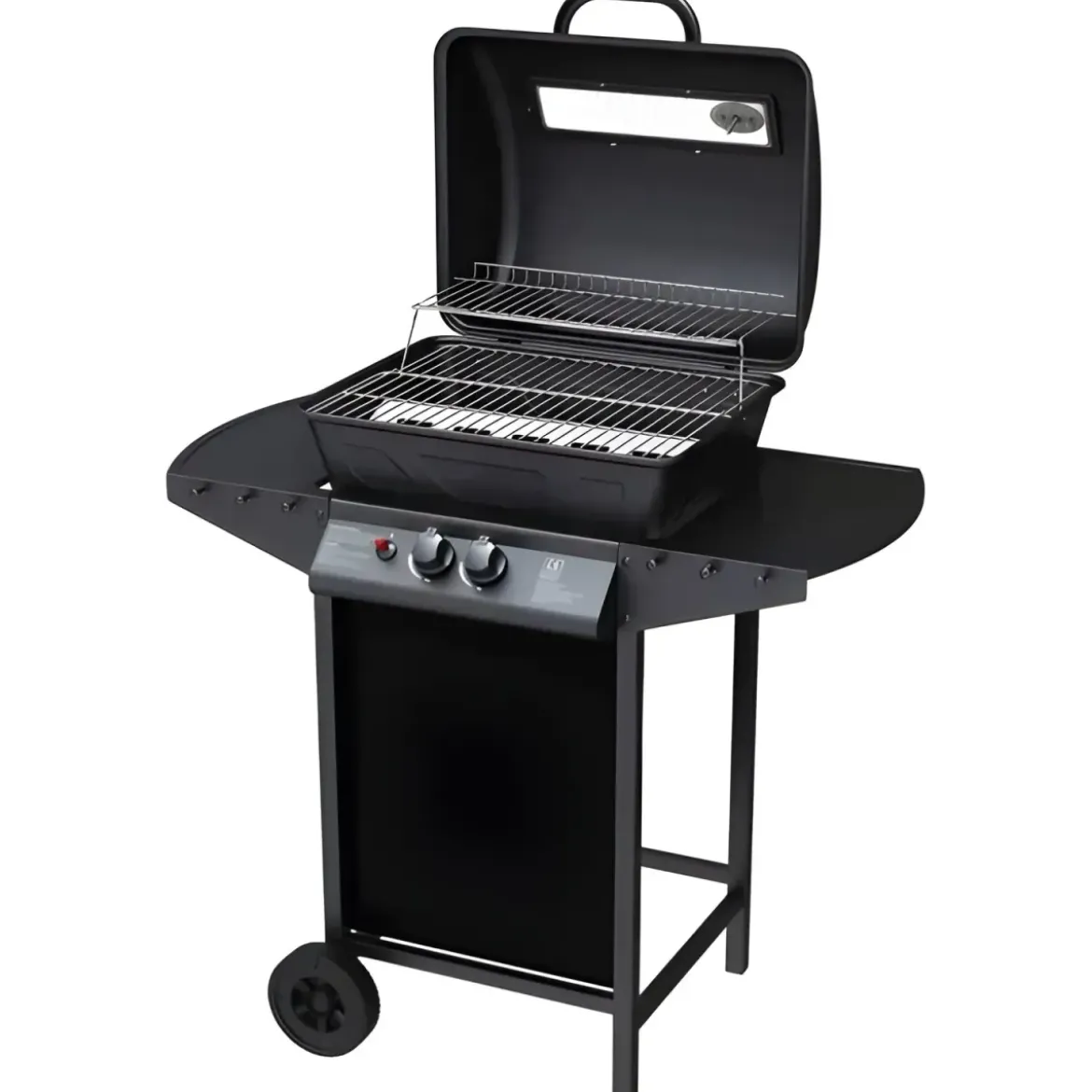 Barbecue a Gas da Esterno 97x51x100H cm a 2 Fuochi in Acciaio Nero