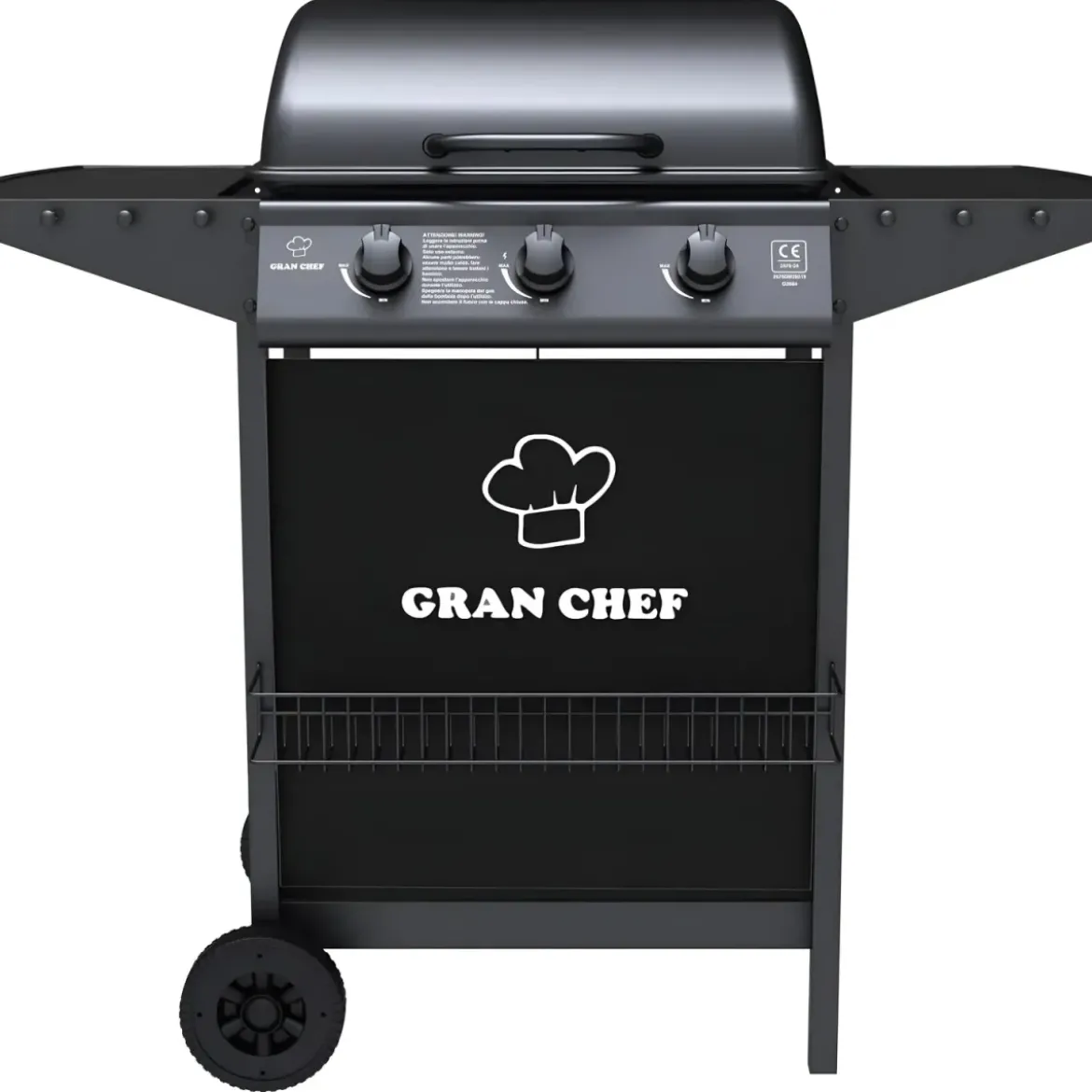 Barbecue a Gas da Esterno 107x55x95,5H cm a 3 Fuochi Acciaio Nero
