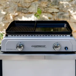 Barbecue a Gas 2 Fuochi Campingaz Piastra Smaltata Bruciatori Grigio