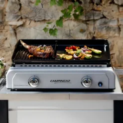 Barbecue a Gas 2 Fuochi Campingaz Piastra Smaltata Bruciatori Grigio