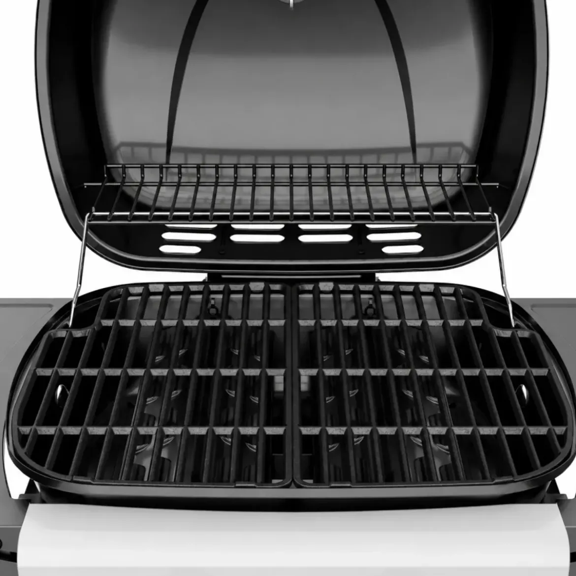 Barbecue a Gas 2 Fuochi 5 kW Griglia in Ghisa Smaltata Scaldavivande