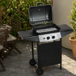 Barbecue a Gas Ompagrill 2 Fuochi 98x43x100cm Termometro Pietra Lavica