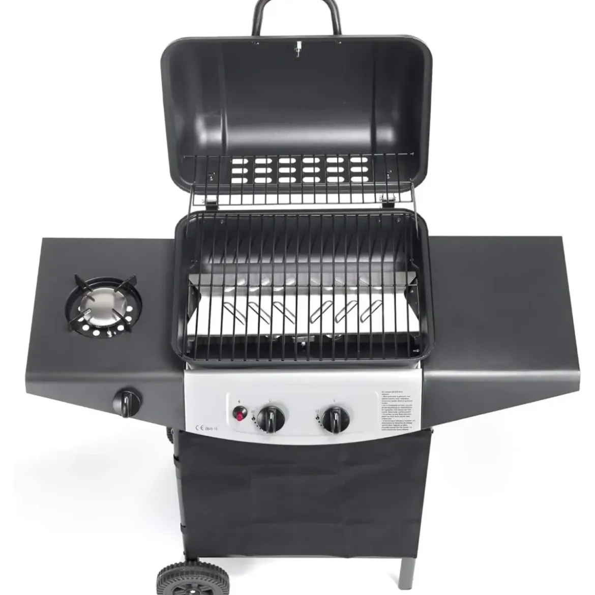 Barbecue a Gas Ompagrill 2+1 Fuochi 98x43x100cm Fornello Laterale