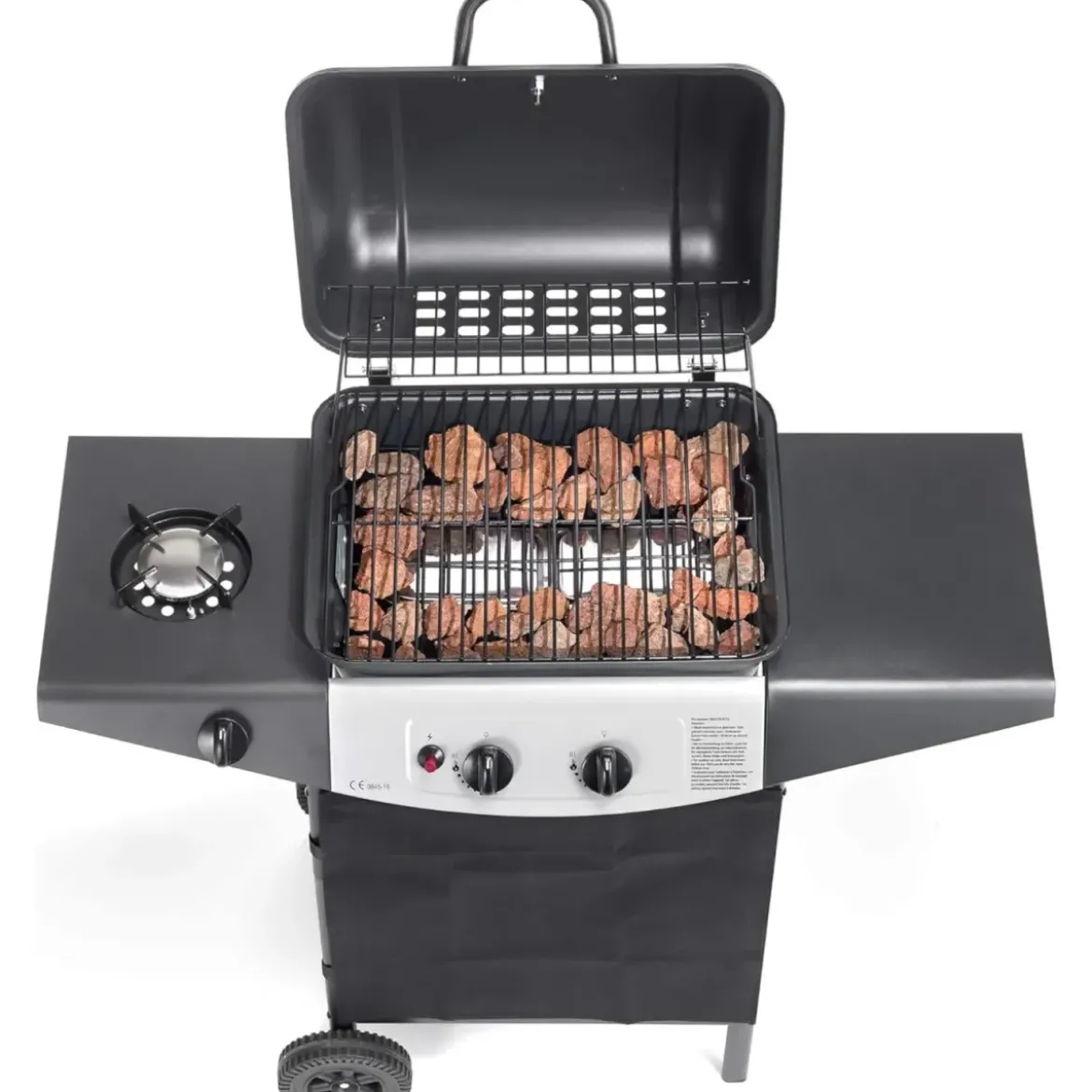 Barbecue a Gas Ompagrill 2+1 Fuochi 98x43x100cm Fornello Laterale