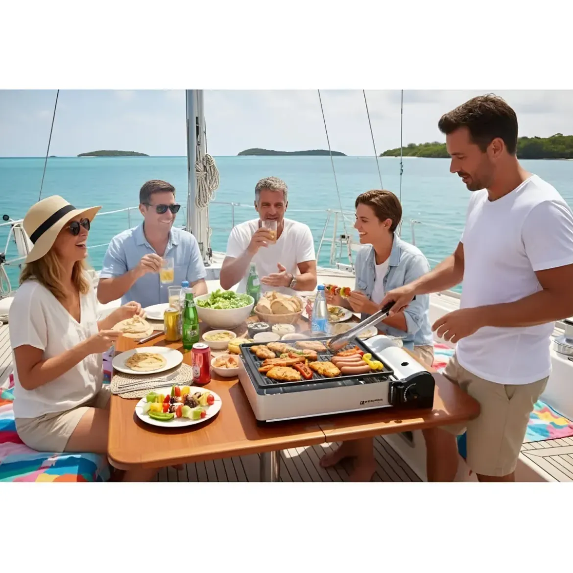 Barbecue a Gas Portatile Kemper Piastra con Griglia in Alluminio 27x34