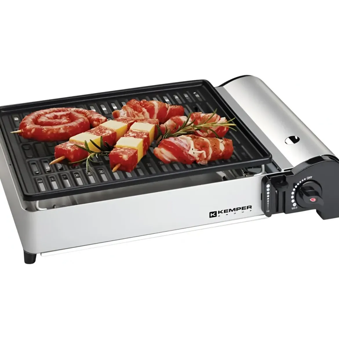 Barbecue a Gas Portatile Kemper Piastra con Griglia in Alluminio 27x34
