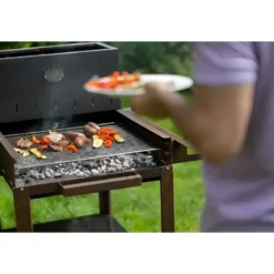 Barbecue a Legna 45x50 cm Acciaio Corten con Griglia Inox Regolabile