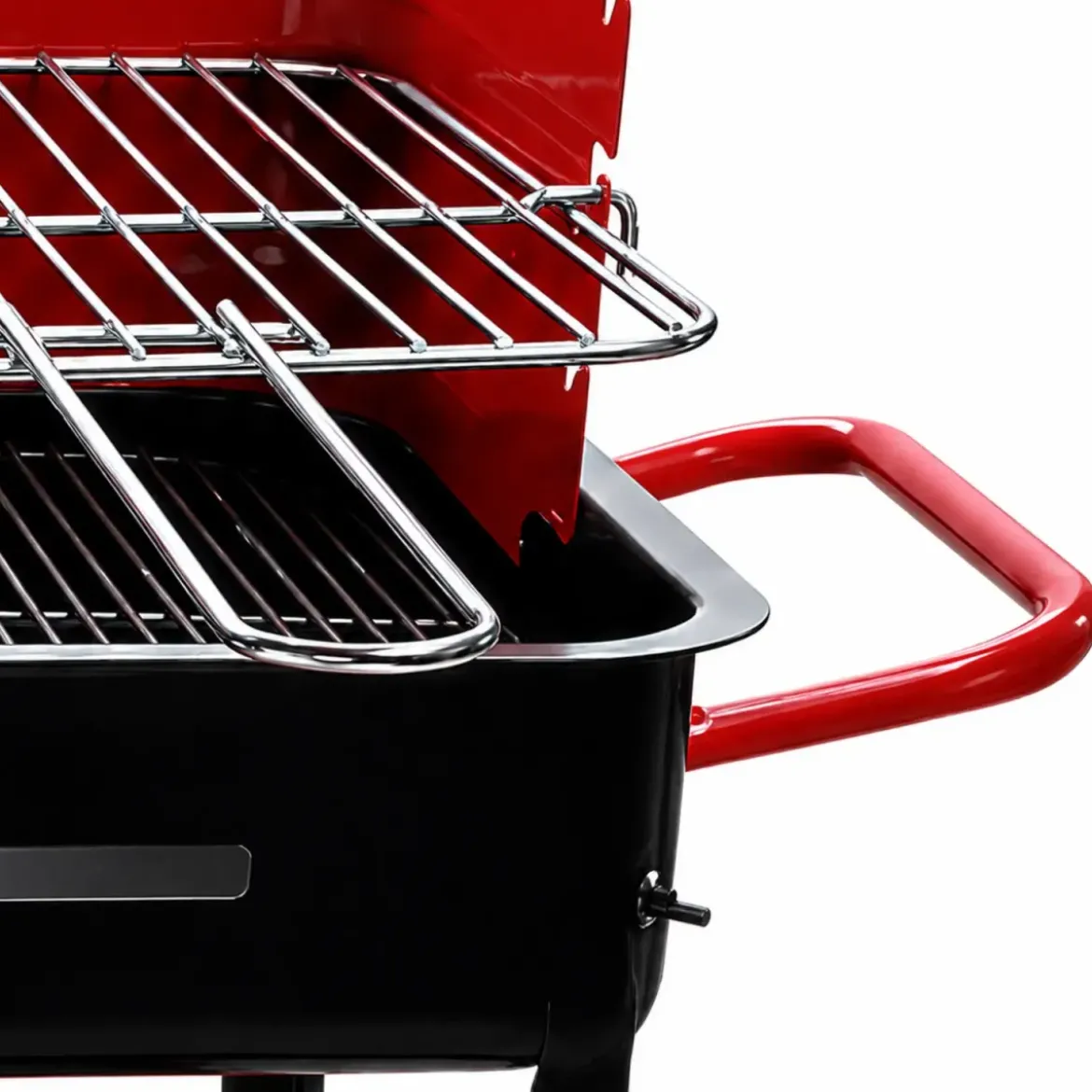Barbecue da Giardino a Carbonella con Griglia Regolabile Ripiano Ruote