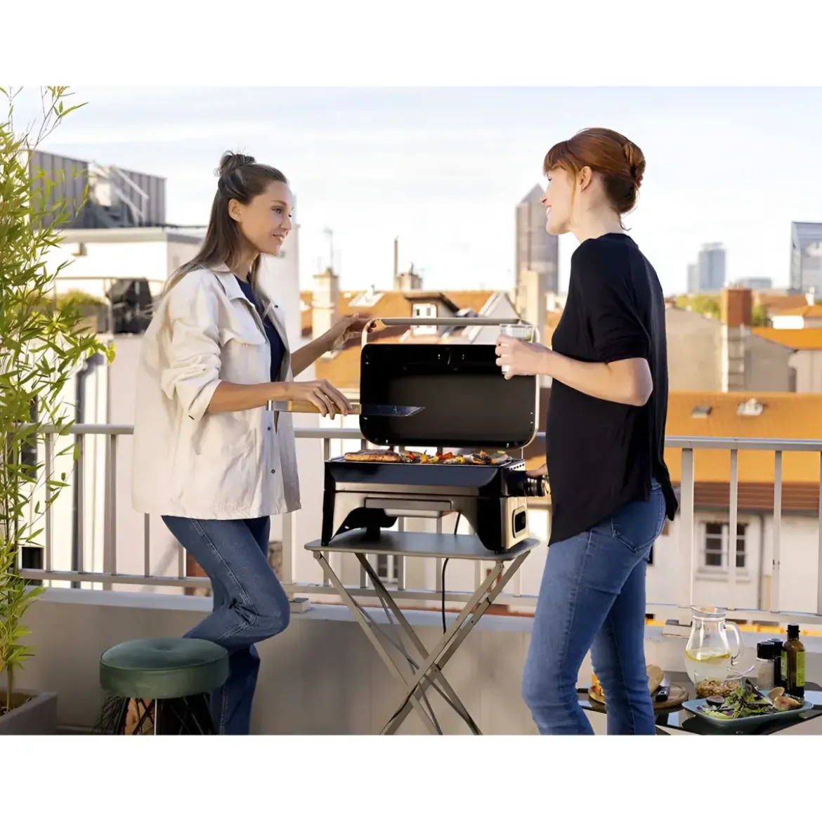 Barbecue Elettrico da Tavolo Campignaz 2200W Griglia Ghisa Coperchio