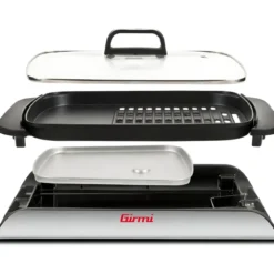 Barbecue Elettrico 2000W Piastra Antiaderente Liscia Rigata da Tavolo