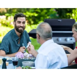 Barbecue Gas Campignaz 3 Fuochi Ruote Acciaio Inox Nero 144x60x116 cm