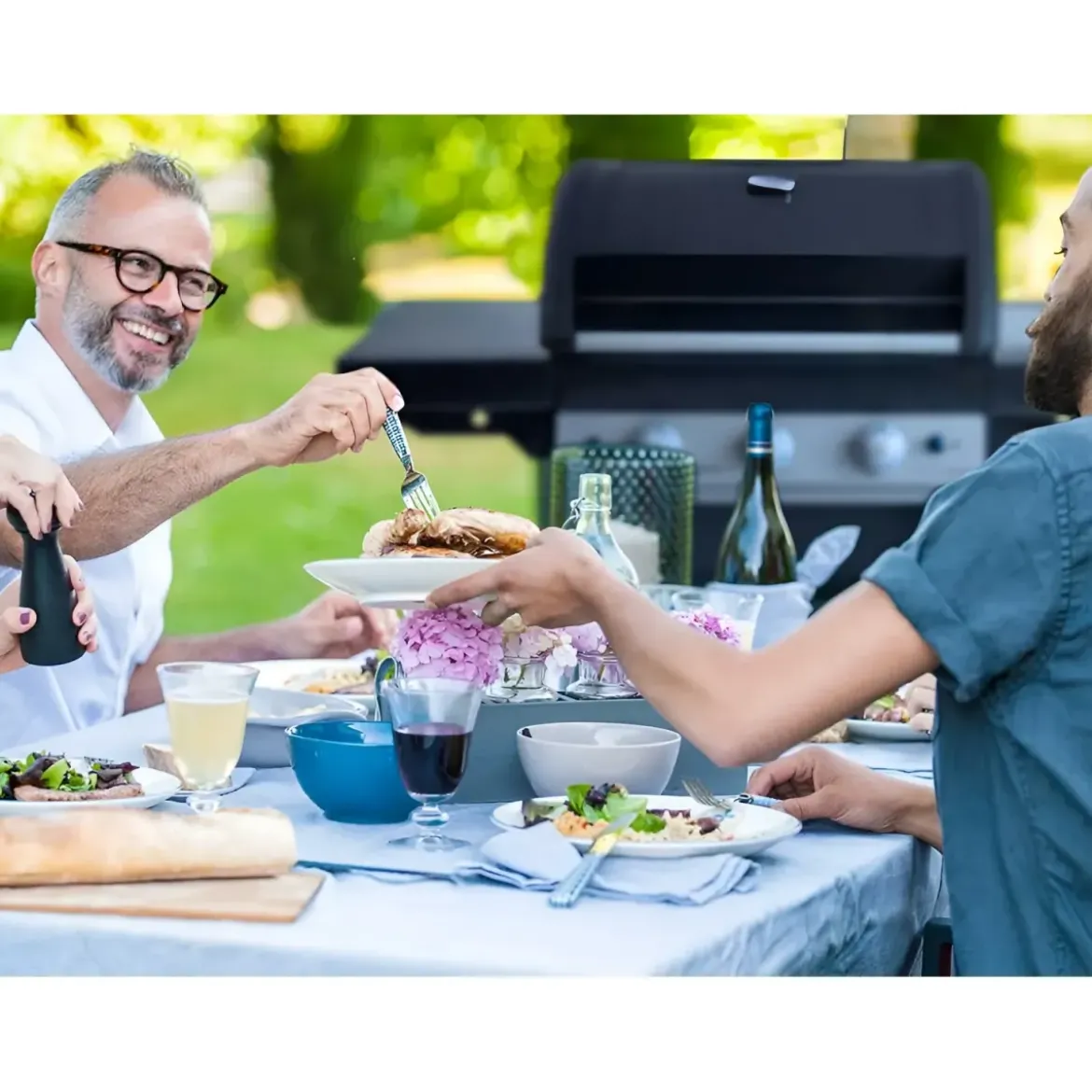 Barbecue Gas Campignaz 3 Fuochi Ruote Acciaio Inox Nero 144x60x116 cm