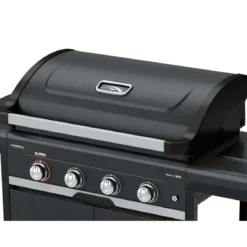 Barbecue Gas Campignaz 4 Fuochi Ruote Acciaio Inox Nero 127x57x113 cm