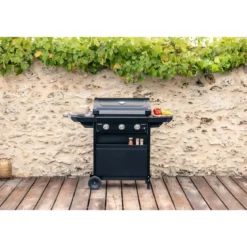 Barbecue Gas Campignaz 3 Fuochi Ripiani Laterali Nero 91x53x108 cm
