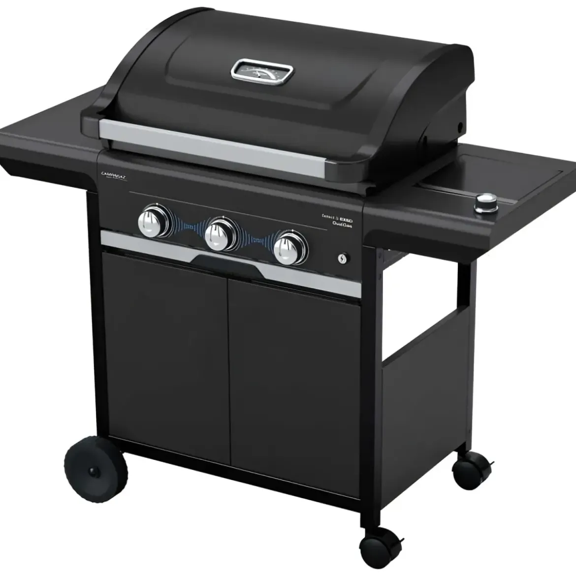 Barbecue Gas Campignaz 3 Fuochi Ripiani Laterali Nero 115x57x113 cm