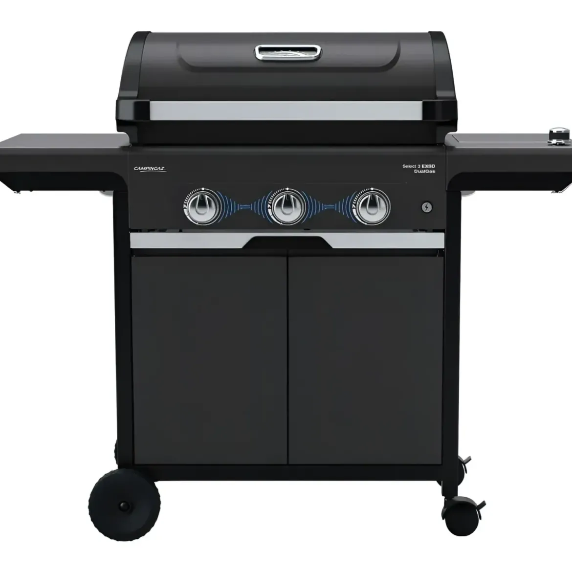 Barbecue Gas Campignaz 3 Fuochi Ripiani Laterali Nero 115x57x113 cm