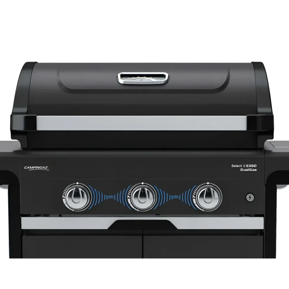 Barbecue Gas Campignaz 3 Fuochi Ripiani Laterali Nero 115x57x113 cm