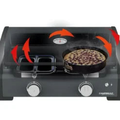 Barbecue Gas Plancha da Tavolo Campignaz 2 Fuochi 6kW Piastra in Ghisa