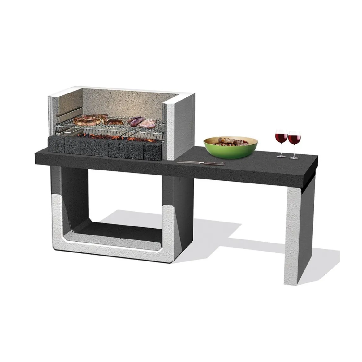 Barbecue in Muratura Cemento BBQ a Carbone Carbonella Legna