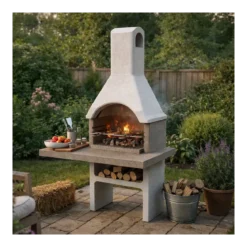 Barbecue in Muratura Cemento a Carbonella Legna BBQ da Giardino
