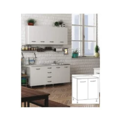 Base per Cucina 80 cm in Legno Bianco Larice Dispensa 2 Ante
