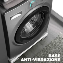 Base per Lavatrice con Ruote Portata 250 kg Antivibrazione Freni