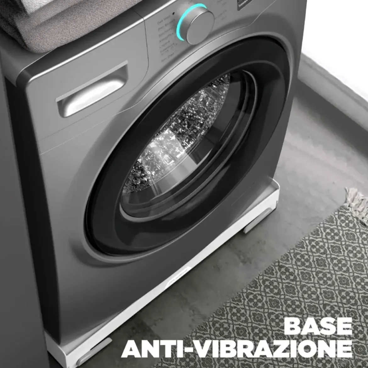 Base per Lavatrice con Ruote Portata 250 kg Antivibrazione Freni
