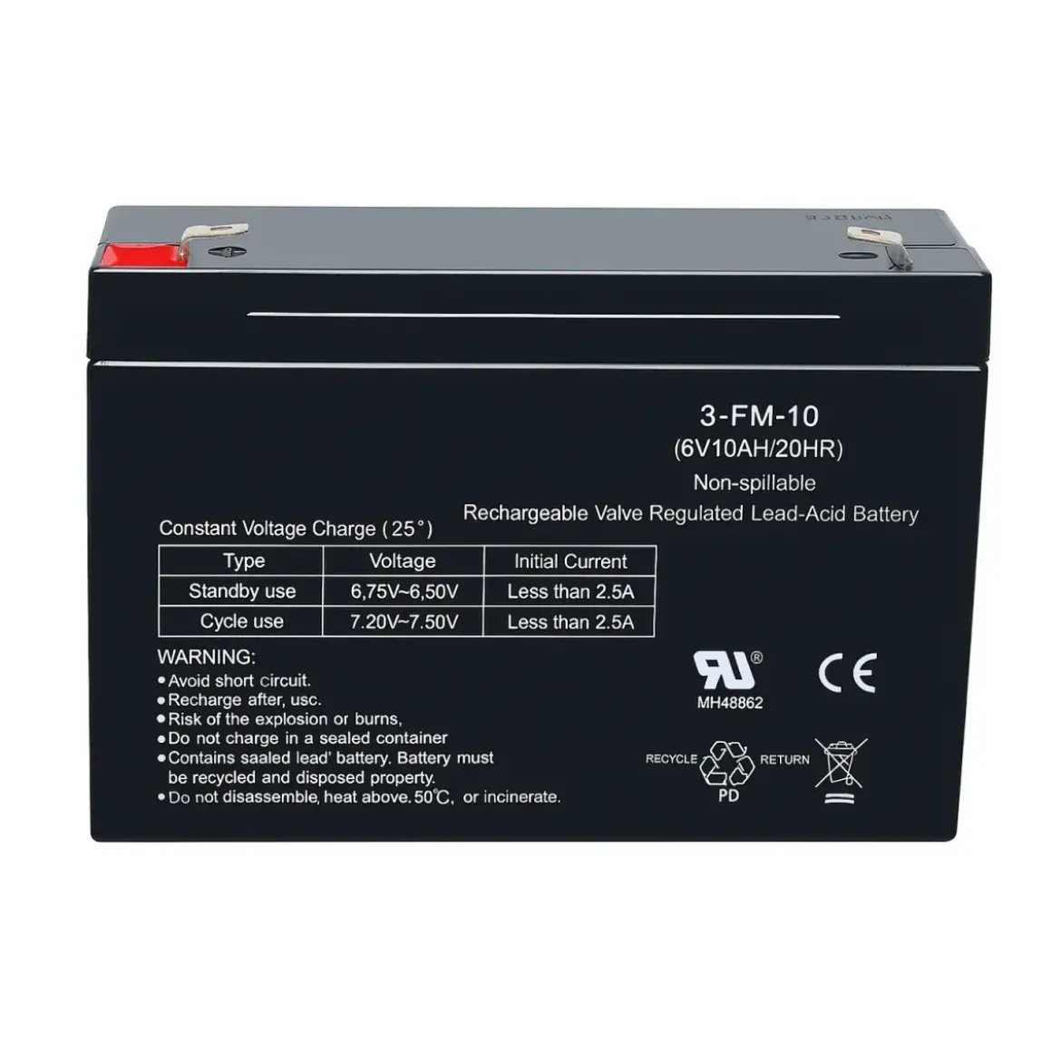 Batteria 6V 10Ah Ricambio Compatibile con Giochi Elettrici per Bambini