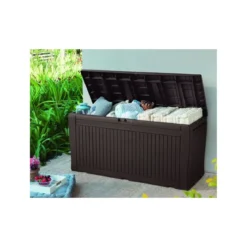 Baule Cassapanca Contenitore con Seduta Ruote Resina Giardino Esterno Plastica
