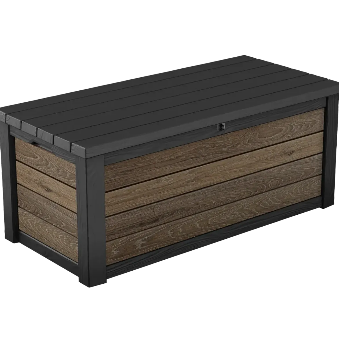 Baule Contenitore Keter 570L in Resina Effetto Legno Noce da Esterno