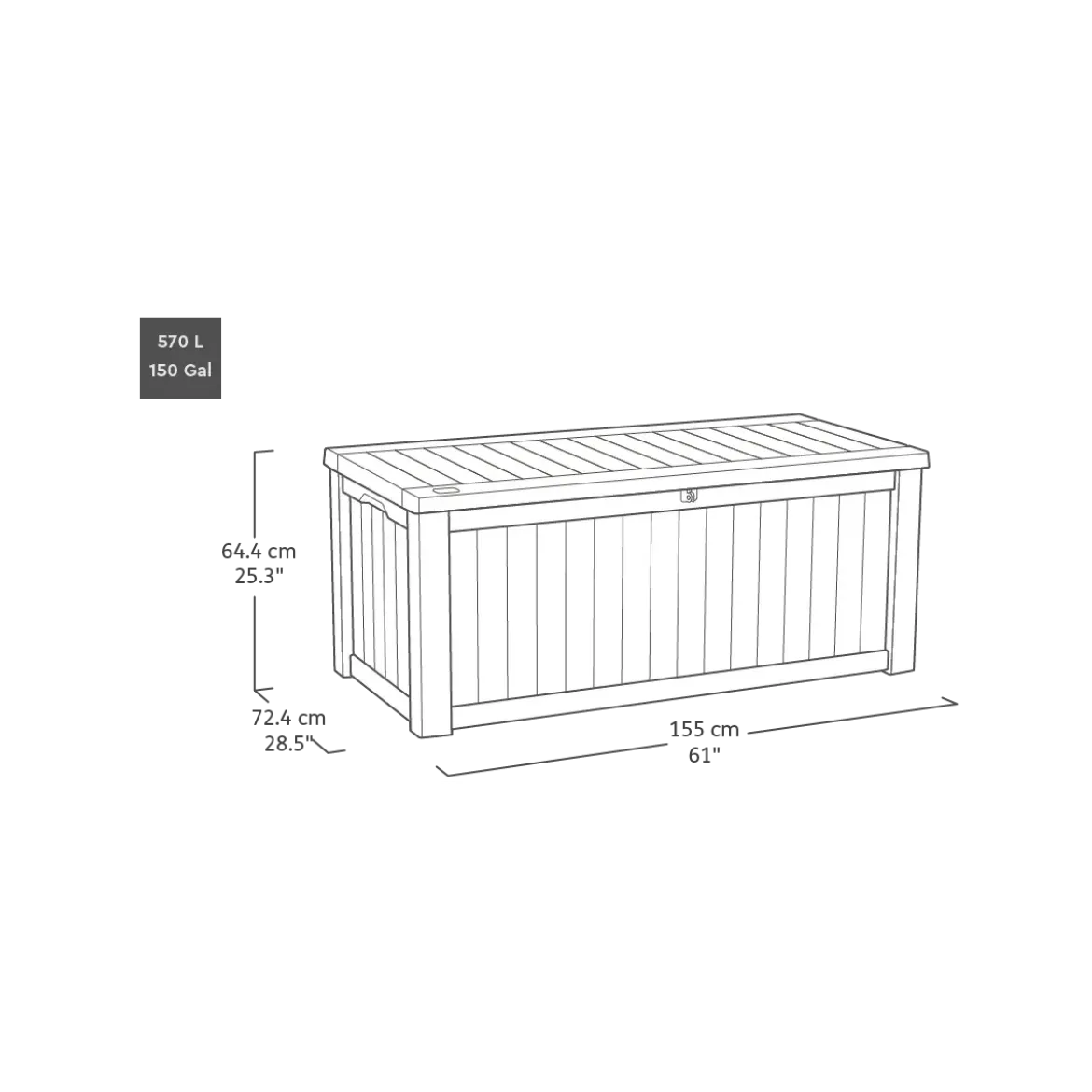 Baule Contenitore Keter 570L in Resina Effetto Legno Noce da Esterno
