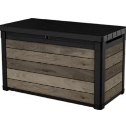 Baule Contenitore Keter 380L in Resina Effetto Legno Noce da Esterno