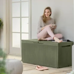 Baule Keter in Resina Effetto Legno Verde 123x53,5x57 250kg
