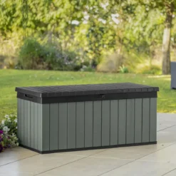 Baule Keter Resina da Esterno 454 L Lucchettabile Effetto Legno Verde