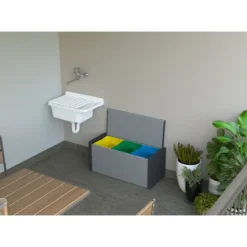 Baule Raccolta Differenziata 85x34x39,5 cm Uso Esterno Grigio PVC