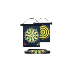 Bersaglio Arrotolabile Magnetico + 6 Dardi freccette 2 Lati 2 Giochi Dartboard