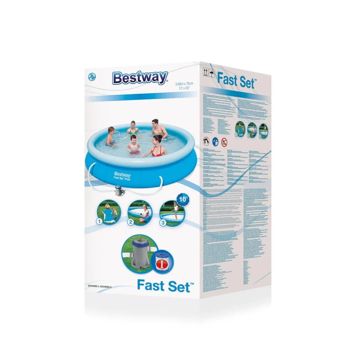 Bestway Piscina Gonfiabile Rotonda 366x76 Fuoriterra con Pompa Filtro Cartuccia