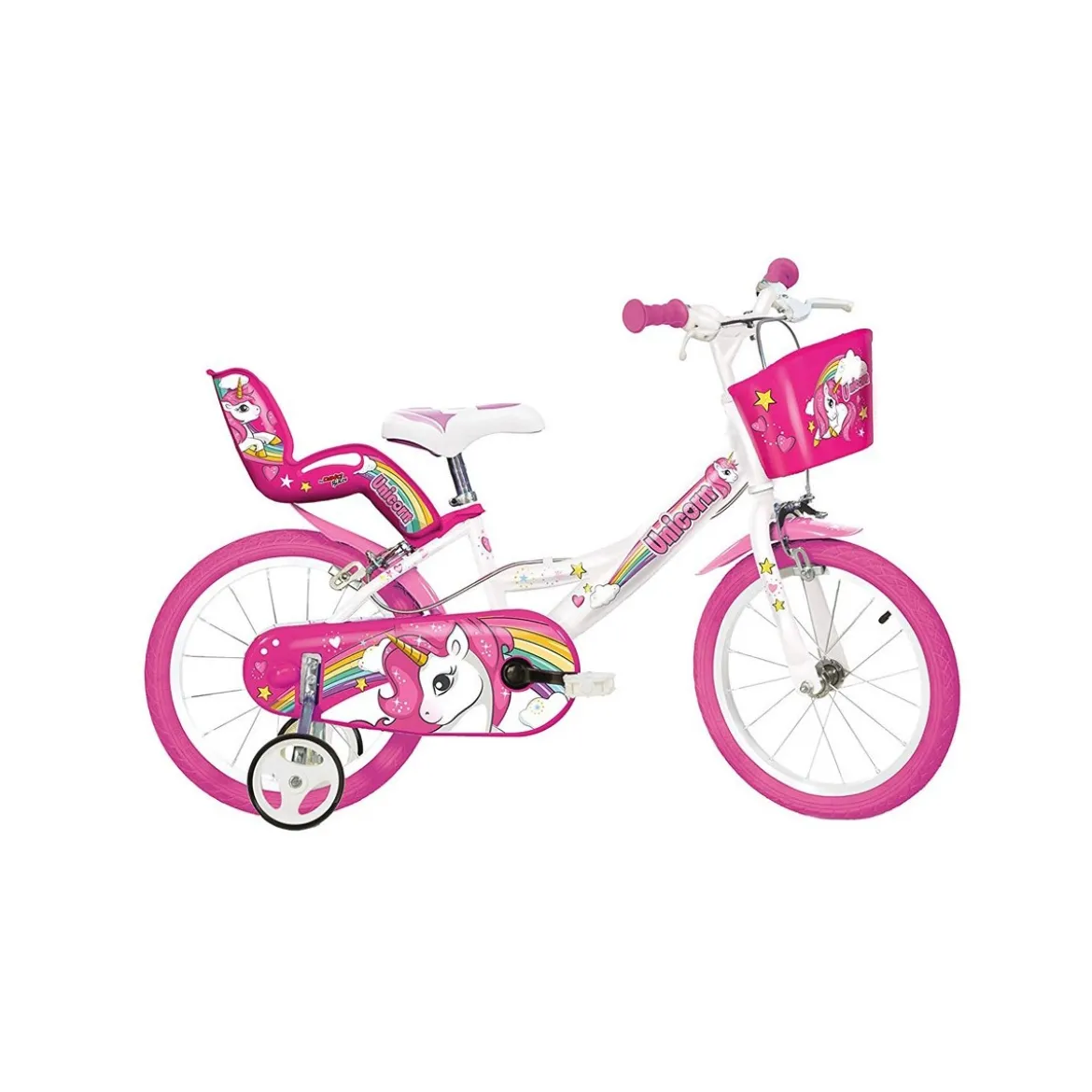 Bicicletta Bambina 14 Pollici 3 4 5 6 Anni Unicorno con Rotelle Freno Bici Bimba