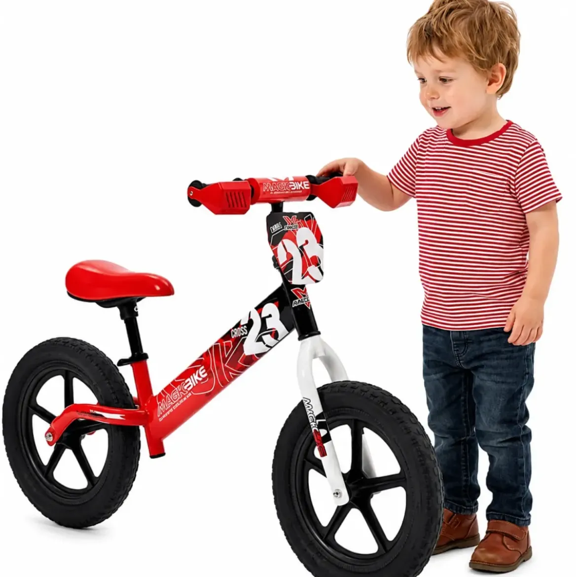 Bicicletta Bambini 2-3 Anni Rosso Senza Pedali Balance Bike Extreme Cross