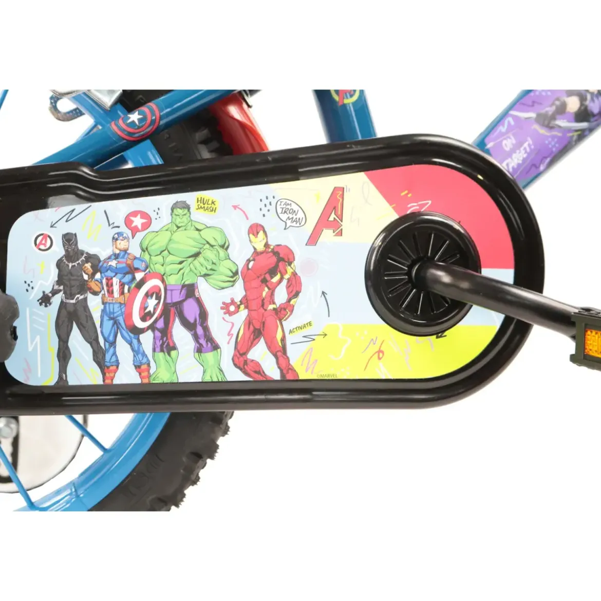 Bicicletta Bambini 14" Avengers Azzurro Rotelle Removibili Parafanghi